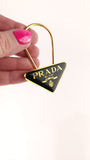 Prada Black/Gold Metal Plate Key Ring - 3584