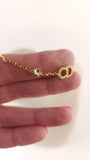 Dior Gold Tone Rhinestone CD Bracelet/Anklet - 3589