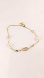 Dior Gold Tone Rhinestone CD Bracelet/Anklet - 3589