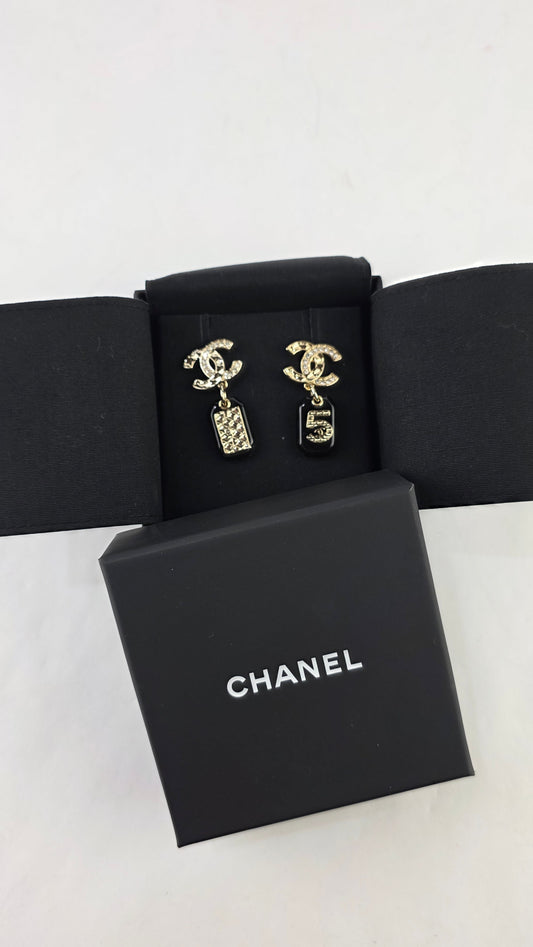 Chanel COCO Mark Champagne Gold Pierced Earrings - 3594