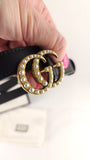 Gucci Marmont Black Leather Belt w/ Pearl GG - 3601