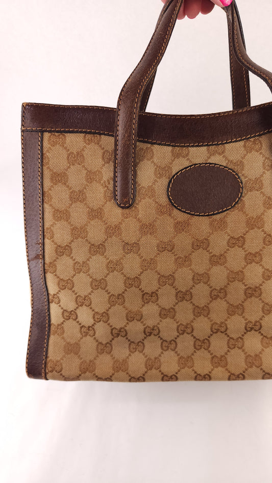 Gucci GG Brown Canvas/Leather Tote - G0508