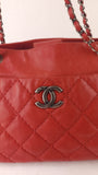 Chanel Matelasse Red Lambskin Chain Shoulder Bag - 3472