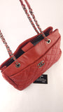 Chanel Matelasse Red Lambskin Chain Shoulder Bag - 3472