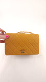Chanel Matelasse Golden Yellow Lambskin Chain Shoulder Bag - 3489