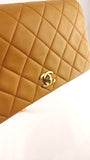 Chanel Matelasse Golden Yellow Lambskin Chain Shoulder Bag - 3489