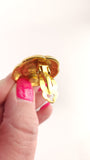 Chanel Gold and Red Glass Stone Clip-On Earrings - G0463