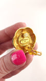 Chanel Gold and Red Glass Stone Clip-On Earrings - G0463