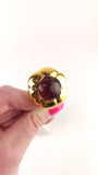 Chanel Gold and Red Glass Stone Clip-On Earrings - G0463