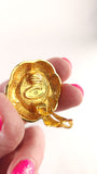 Chanel Gold and Red Glass Stone Clip-On Earrings - G0463