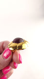 Chanel Gold and Red Glass Stone Clip-On Earrings - G0463