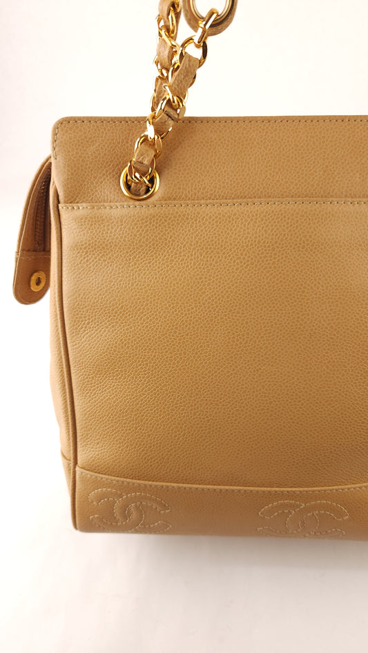 Chanel Beige Caviar Leather Tote Bag - G0453