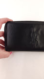 YSL Black Leather Long Zippy Wallet - 3187
