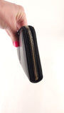 YSL Black Leather Long Zippy Wallet - 3187