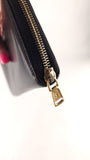 YSL Black Leather Long Zippy Wallet - 3187