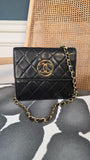 Chanel Matelasse Black Lambskin Chain Shoulder Bag - 3492