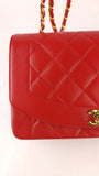 Chanel Diana 25 Red Lambskin Chain Shoulder Bag - 3497