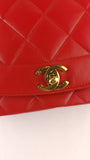 Chanel Diana 25 Red Lambskin Chain Shoulder Bag - 3497