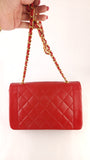 Chanel Diana 25 Red Lambskin Chain Shoulder Bag - 3497