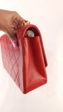 Chanel Diana 25 Red Lambskin Chain Shoulder Bag - 3497