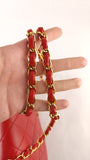 Chanel Diana 25 Red Lambskin Chain Shoulder Bag - 3497