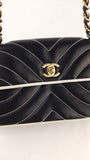 Chanel Black Lambskin V Stitch Chain Shoulder Bag - 3521