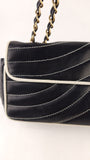 Chanel Black Lambskin V Stitch Chain Shoulder Bag - 3521