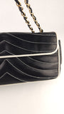 Chanel Black Lambskin V Stitch Chain Shoulder Bag - 3521