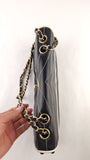 Chanel Black Lambskin V Stitch Chain Shoulder Bag - 3521