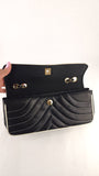 Chanel Black Lambskin V Stitch Chain Shoulder Bag - 3521