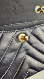 Chanel Black Lambskin V Stitch Chain Shoulder Bag - 3521