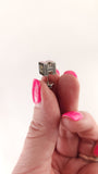 Hermes H Pink/Silver Tone Pierced Earrings - 3635