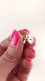 Hermes H Pink/Silver Tone Pierced Earrings - 3635
