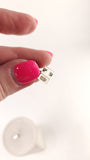 Hermes H Pink/Silver Tone Pierced Earrings - 3635