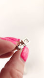 Hermes H Pink/Silver Tone Pierced Earrings - 3635