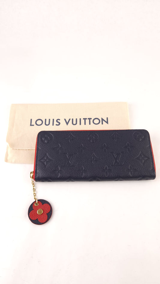 Louis Vuitton Clemence Navy/Red Long Wallet - G0546