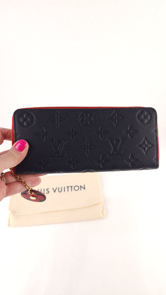 Louis Vuitton Clemence Navy/Red Long Wallet - G0546
