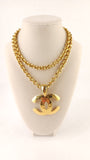 Chanel Gold Tone Chain Necklace w/ Large CC Pendant - G0577