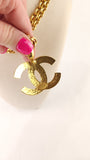 Chanel Gold Tone Chain Necklace w/ Large CC Pendant - G0577