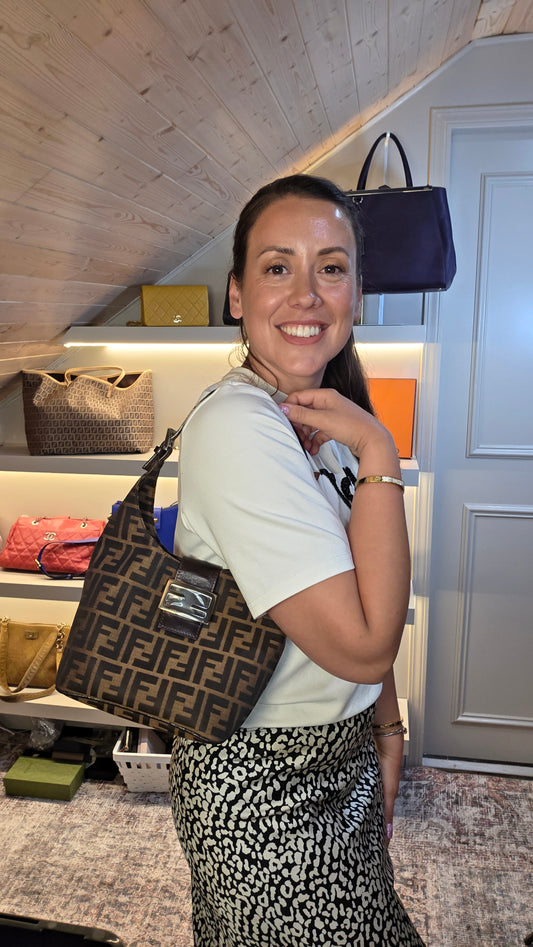 Fendi Zucca Brown Canvas Mamma Bucket Bag - G0570