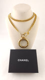 Chanel Gold Tone Vintage Magnifying Glass Charm Necklace - G0552
