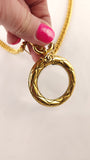 Chanel Gold Tone Vintage Magnifying Glass Charm Necklace - G0552