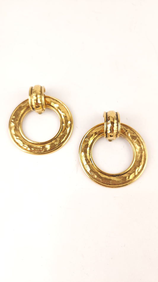 Chanel 24K Gold Door Knocker Clip On Earrings - G0542