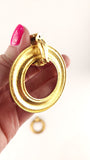 Chanel 24K Gold Door Knocker Clip On Earrings - G0542
