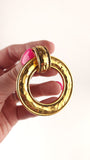 Chanel 24K Gold Door Knocker Clip On Earrings - G0542