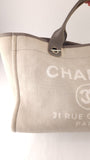 Chanel Beige/Grey Deauville Canvas Tote - G0537