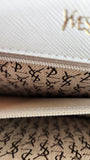 YSL White Saffiano Leather Clutch - G0551