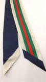 Gucci Red/Green Stripe and Navy Reversible Silk Twilly - 3646