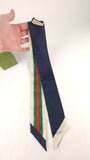 Gucci Red/Green Stripe and Navy Reversible Silk Twilly - 3646