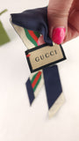 Gucci Red/Green Stripe and Navy Reversible Silk Twilly - 3646